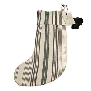 Nwt Hearth & Hand with magnolia green and white striped Christmas stocking